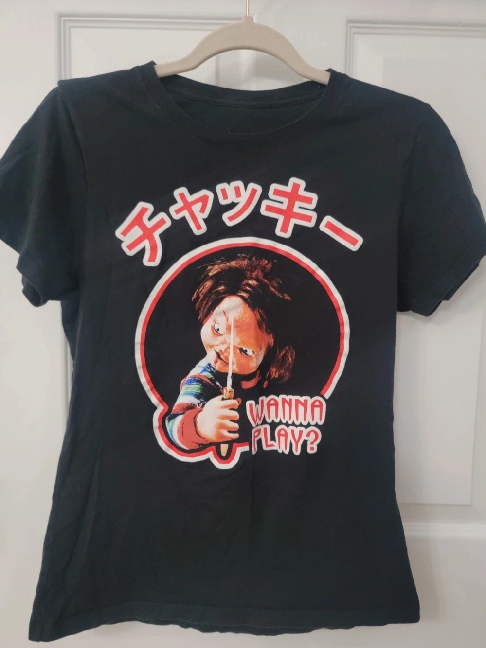 Chucky Child's Play Japanese Text Horror Graphic T-Shirt • Size L •